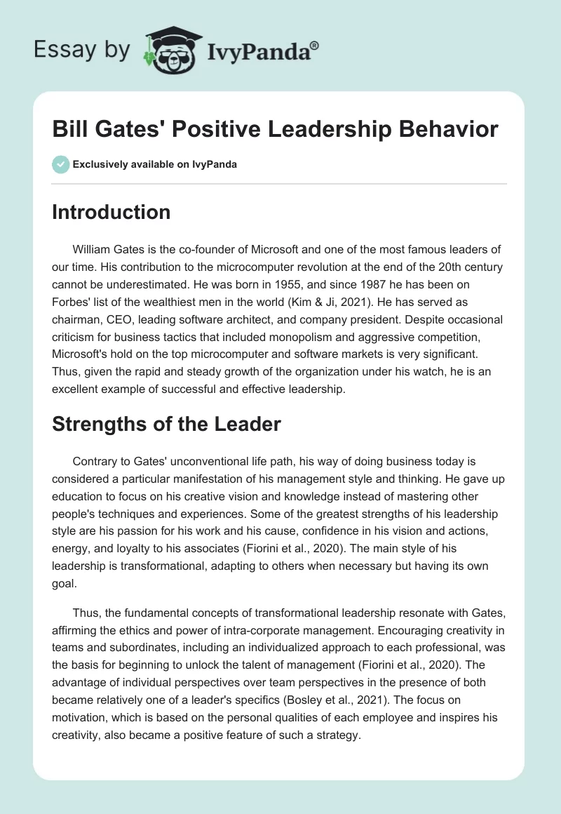 Bill Gates' Positive Leadership Behavior. Page 1