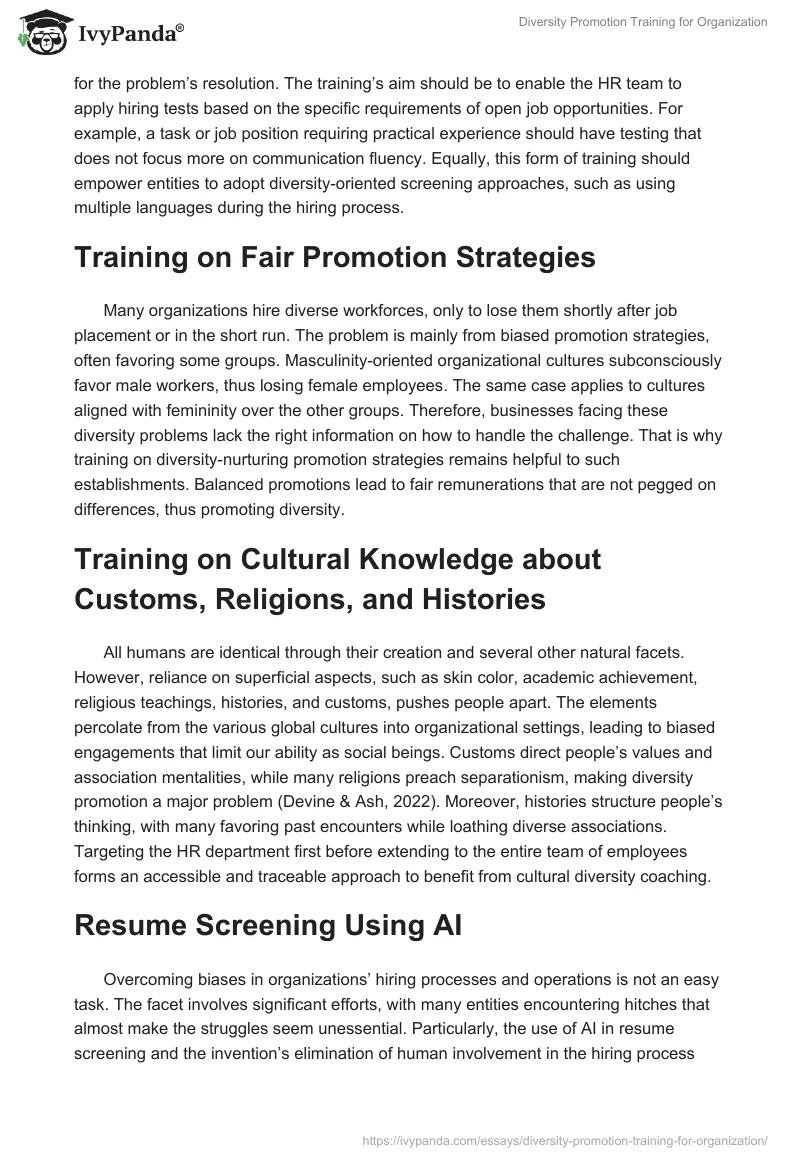 Diversity Promotion Training for Organization. Page 2