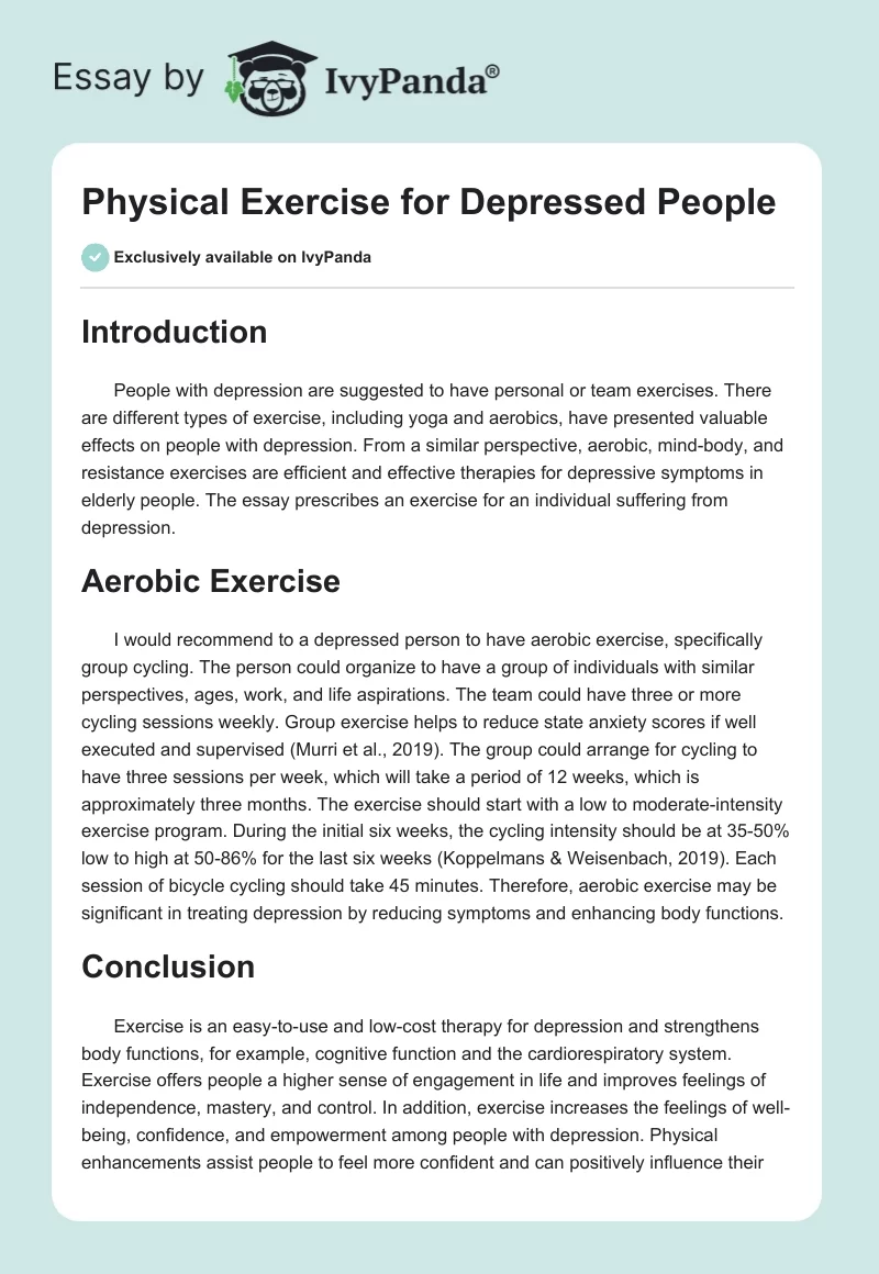 Physical Exercise for Depressed People. Page 1
