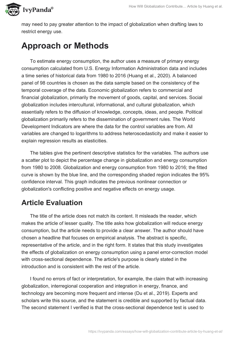 Globalization Impact on Energy Consumption: Article Critique. Page 2