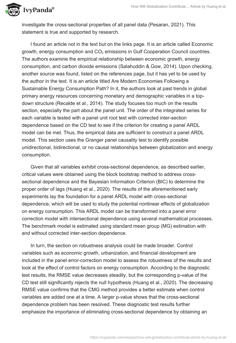 Globalization Impact on Energy Consumption: Article Critique. Page 3