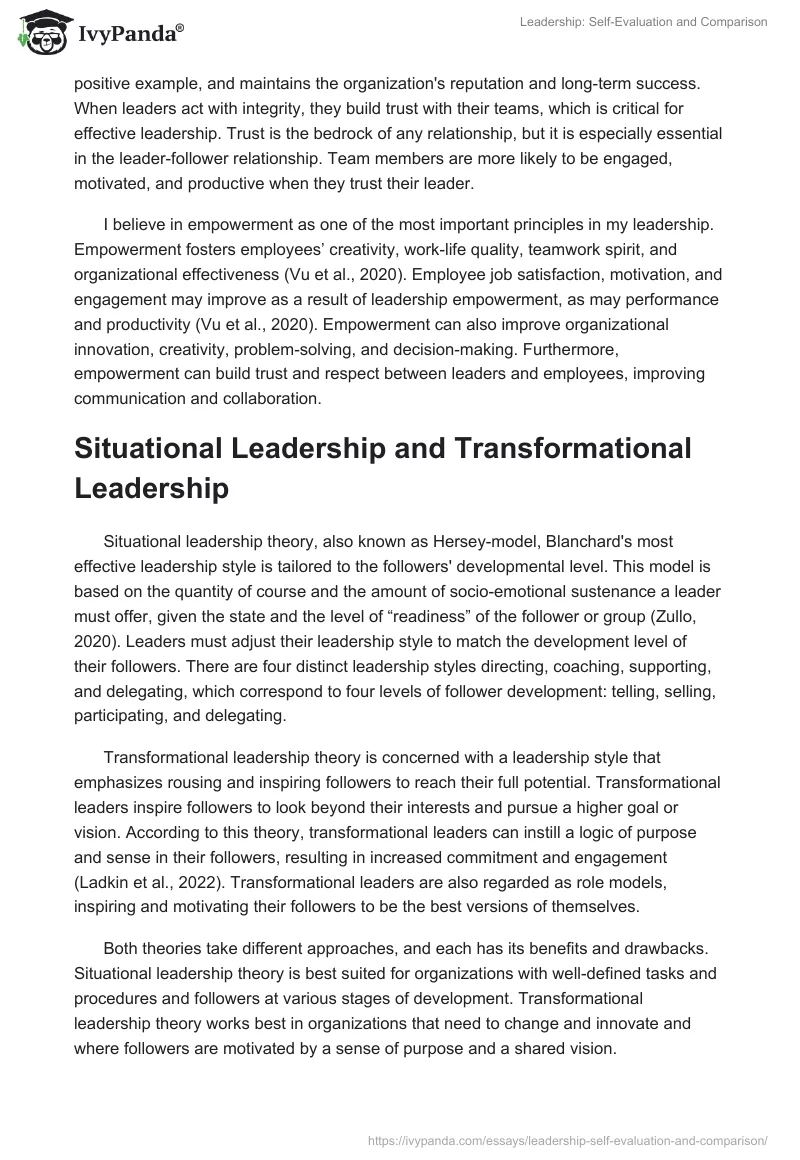 Leadership: Self-Evaluation and Comparison. Page 2