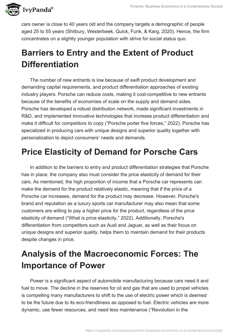 Porsche: Business Economics in a Contemporary Society. Page 5