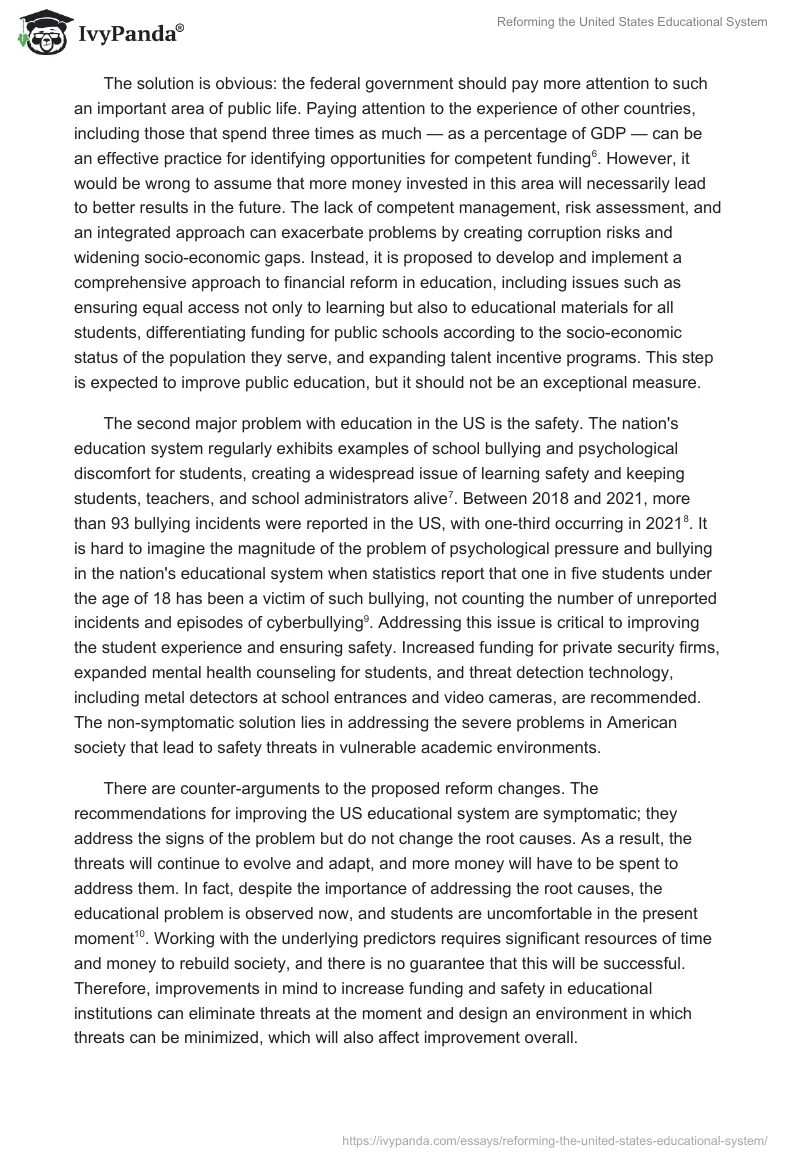 Reforming the United States Educational System. Page 2