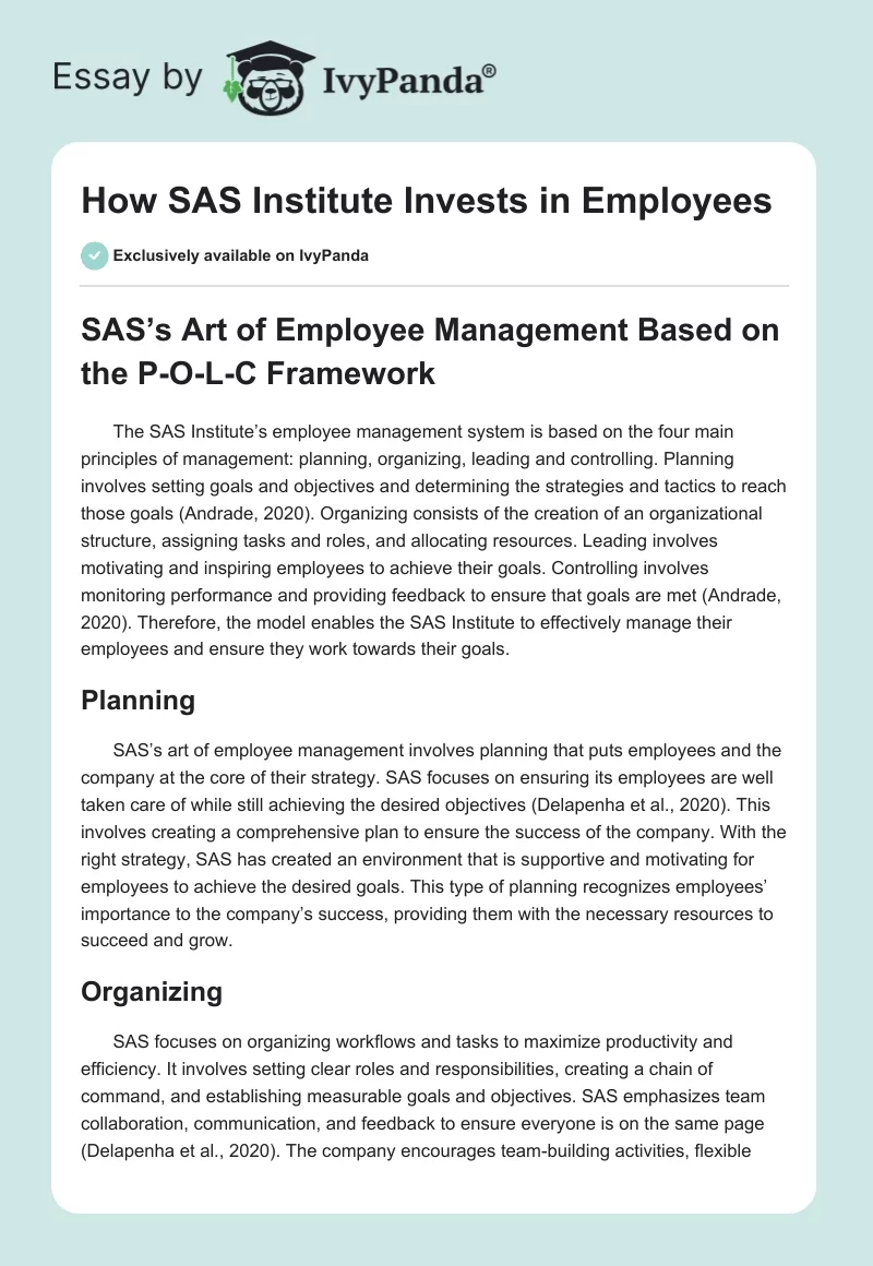 How SAS Institute Invests in Employees. Page 1