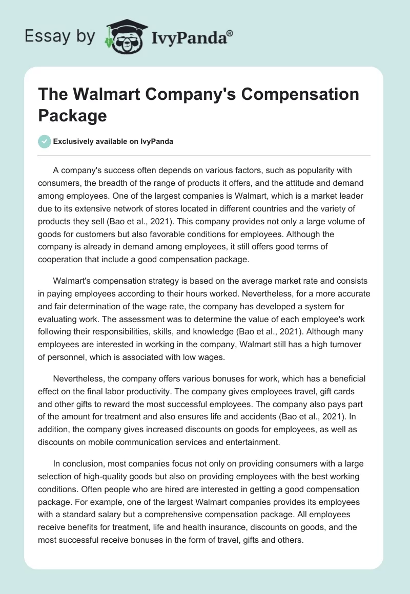 The Walmart Company's Compensation Package. Page 1