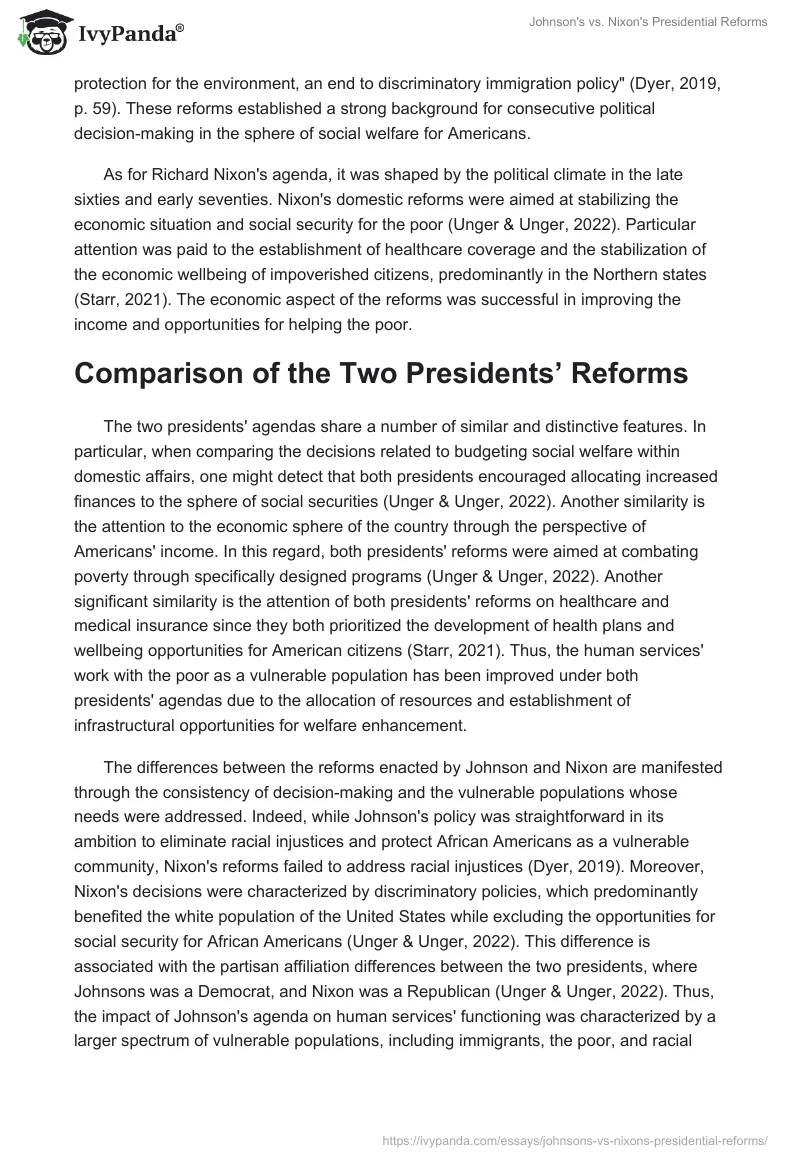 Johnson's vs. Nixon's Presidential Reforms. Page 2