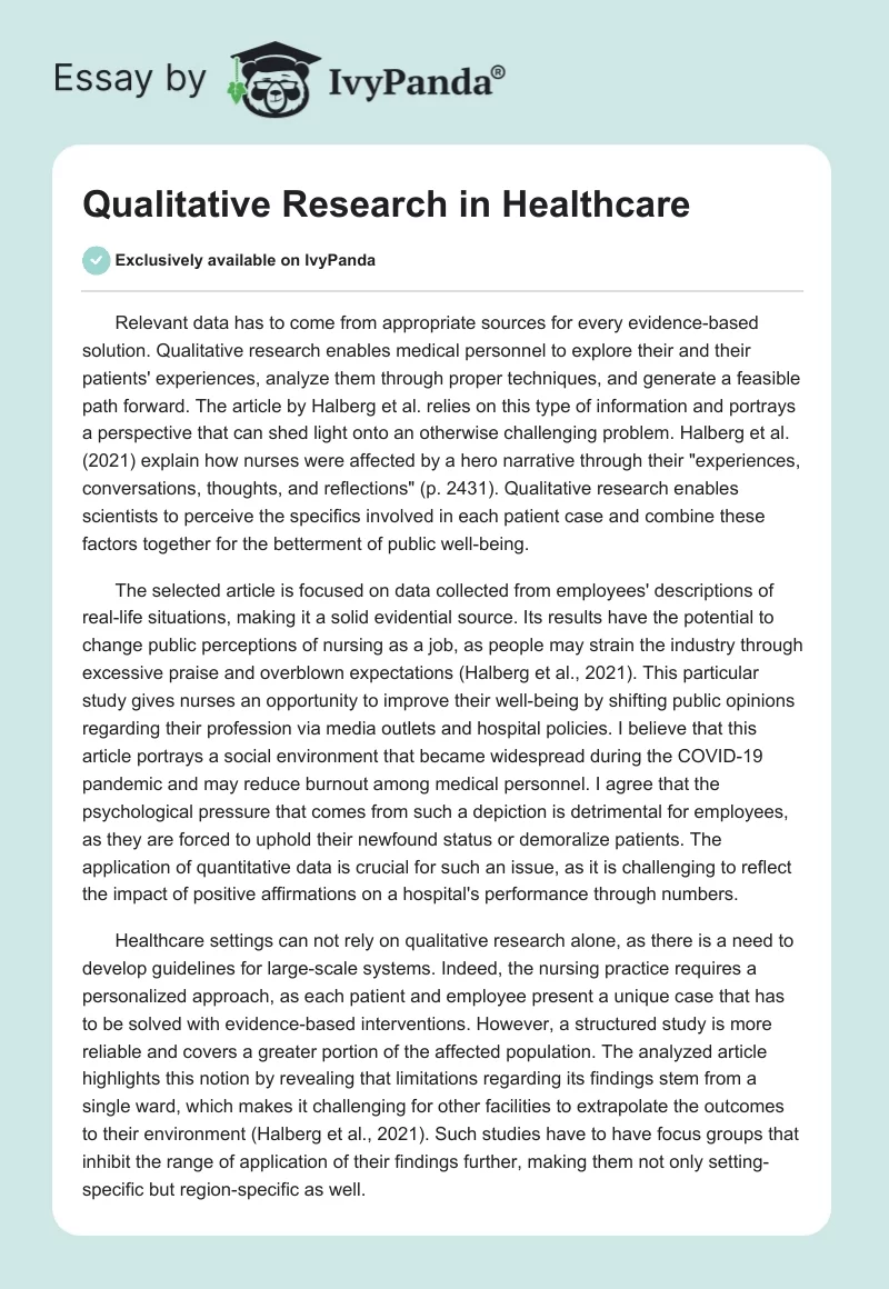 Qualitative Research in Healthcare. Page 1