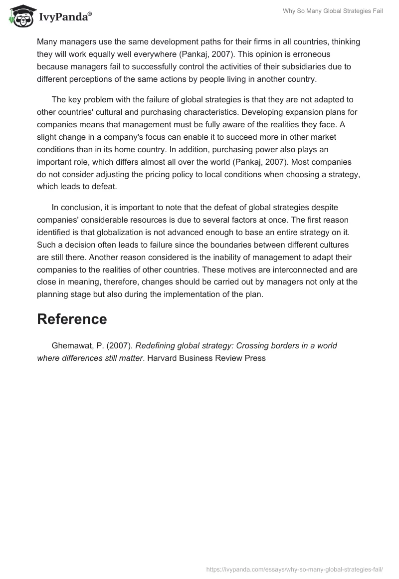 Why So Many Global Strategies Fail. Page 2