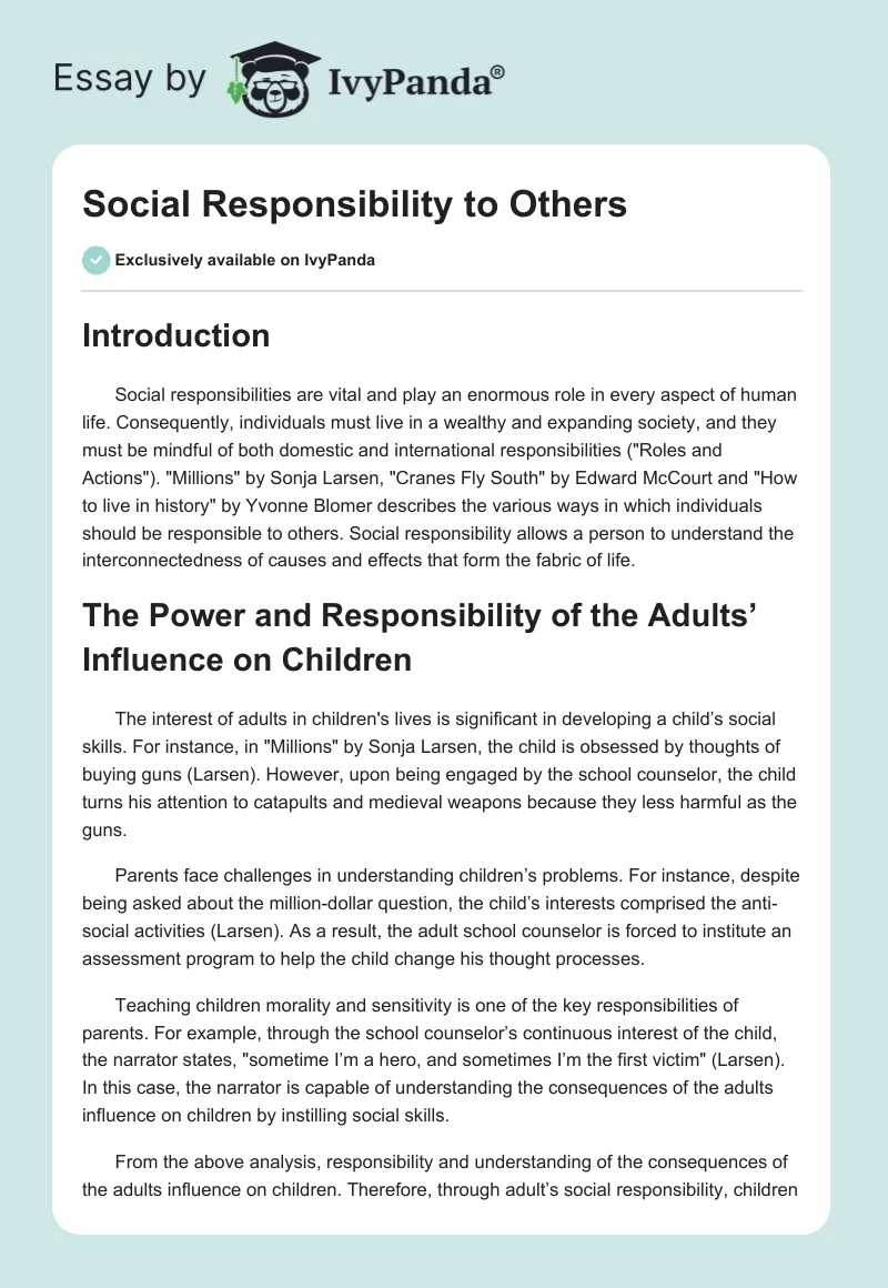 Social Responsibility to Others. Page 1