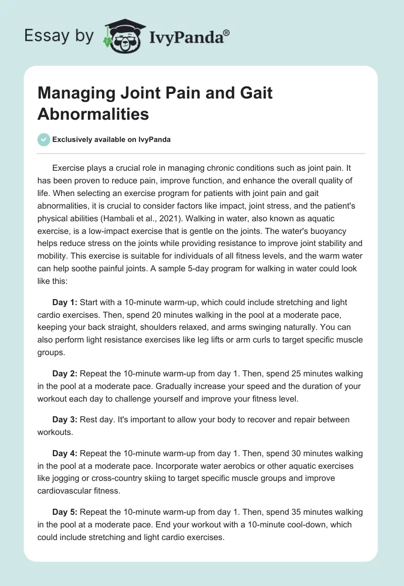 Managing Joint Pain and Gait Abnormalities. Page 1
