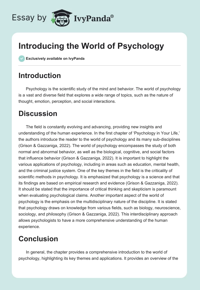 Introducing the World of Psychology. Page 1