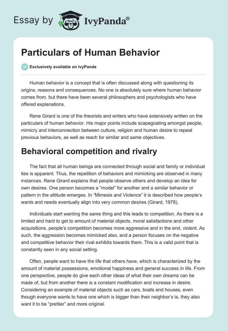 Particulars of Human Behavior. Page 1