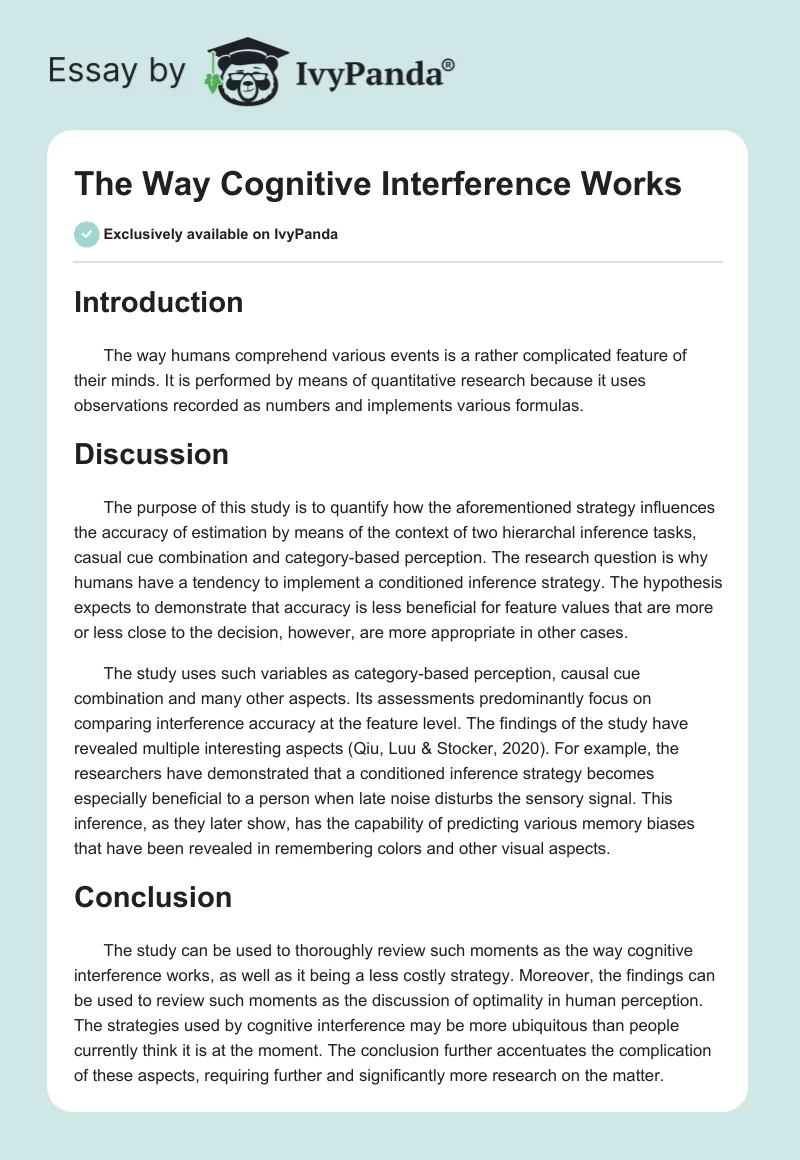 The Way Cognitive Interference Works. Page 1