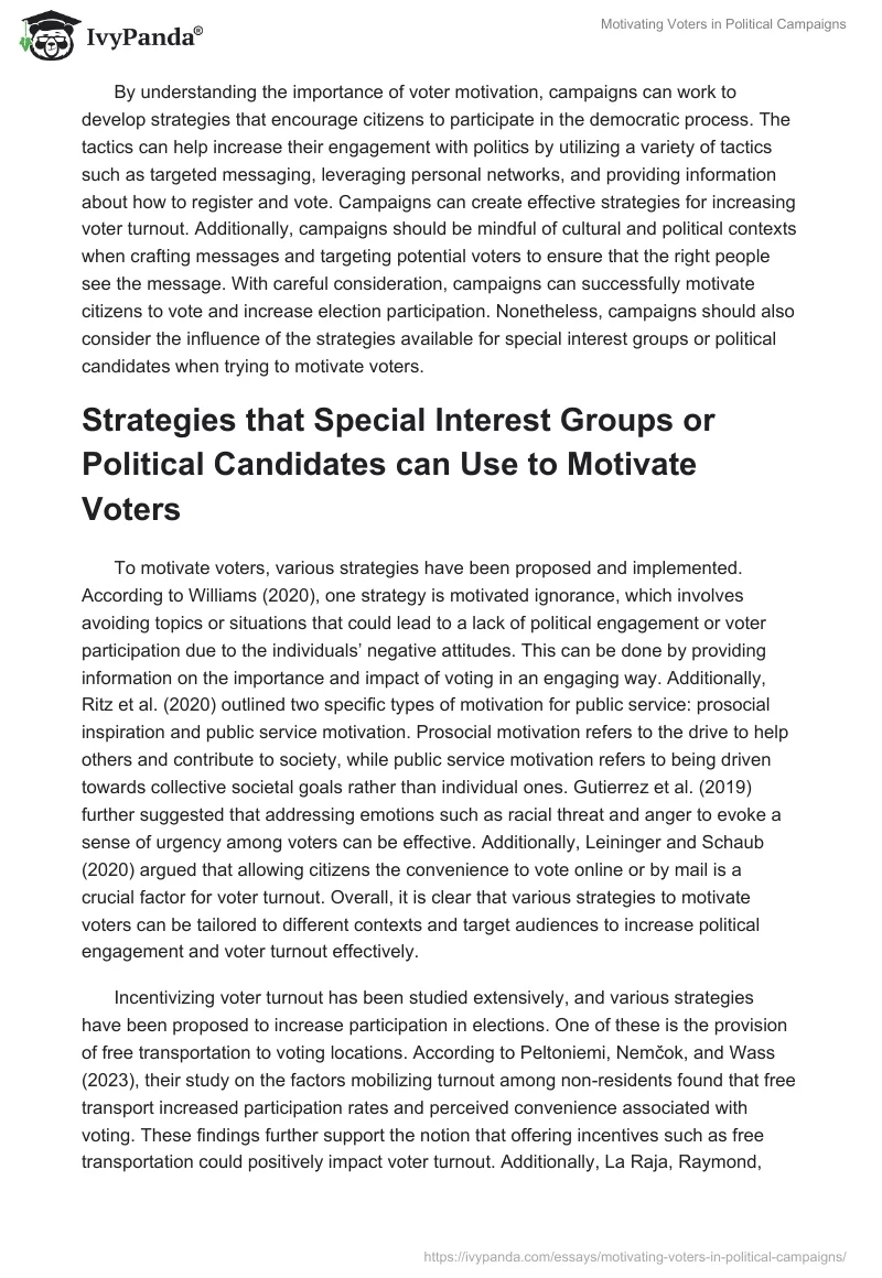 Motivating Voters in Political Campaigns. Page 3