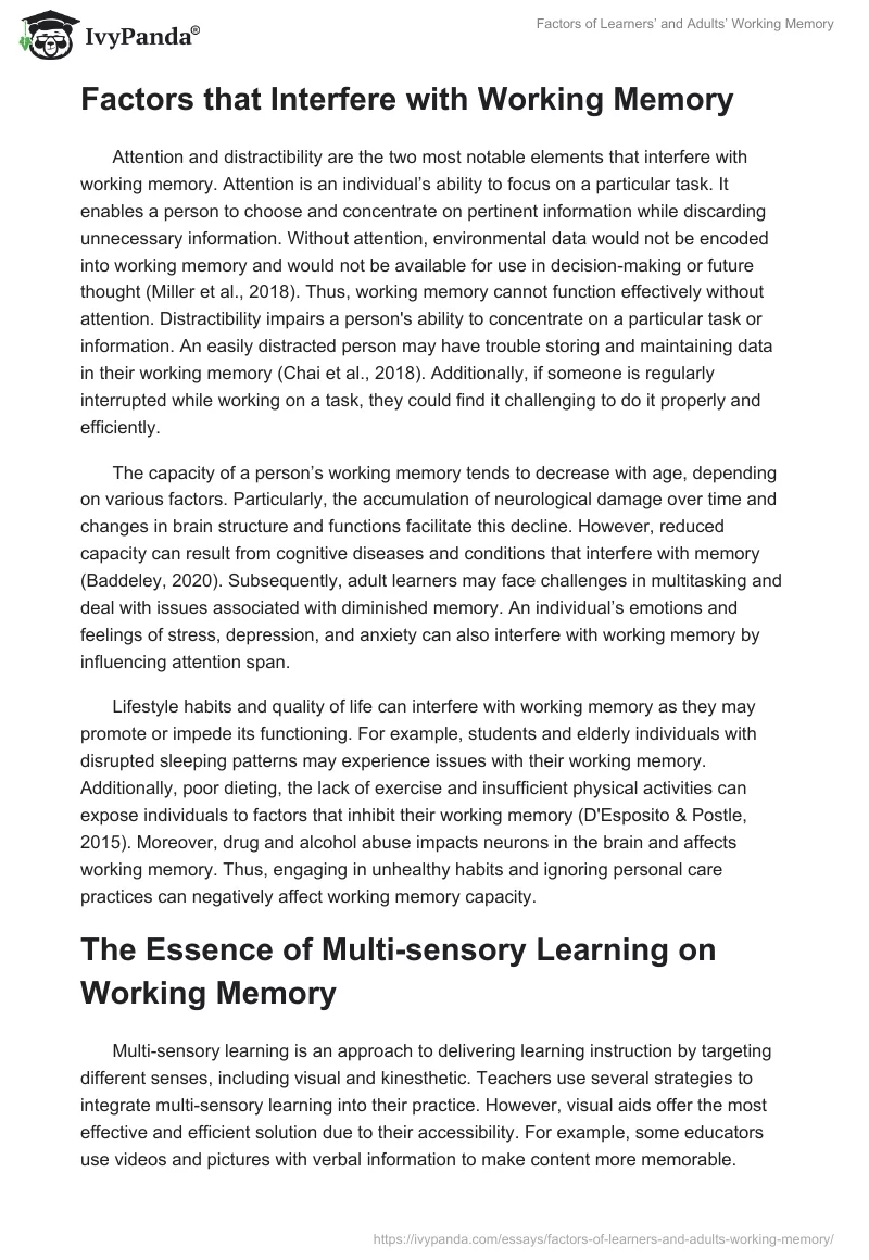 Factors of Learners’ and Adults’ Working Memory. Page 2