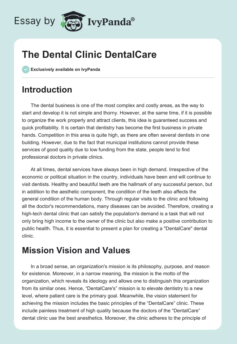 The Dental Clinic "DentalCare". Page 1