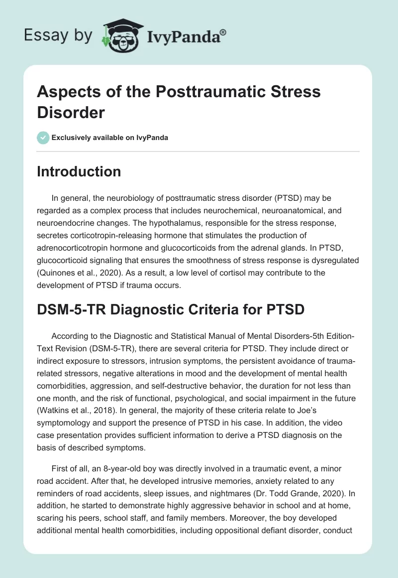 Aspects of the Posttraumatic Stress Disorder. Page 1