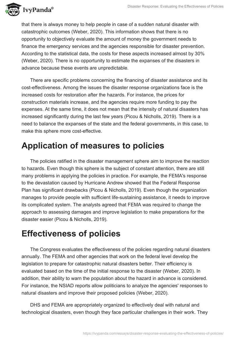 Disaster Response: Evaluating the Effectiveness of Policies. Page 4
