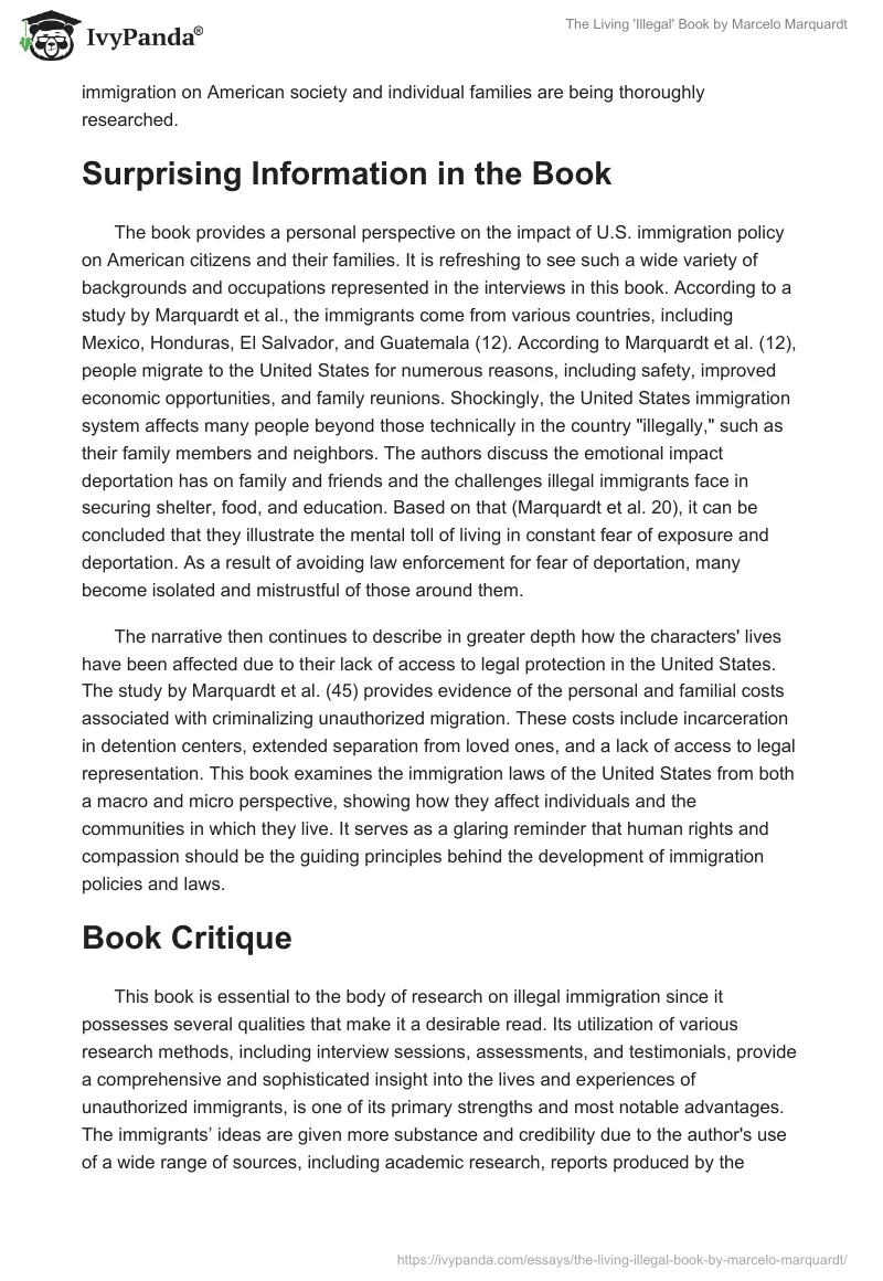 The "Living 'Illegal'" Book by Marcelo Marquardt. Page 2
