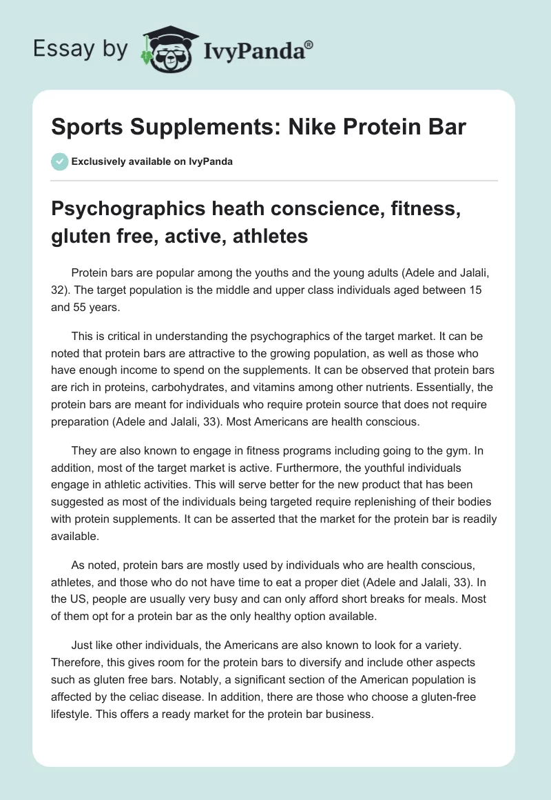 Sports Supplements: Nike Protein Bar. Page 1