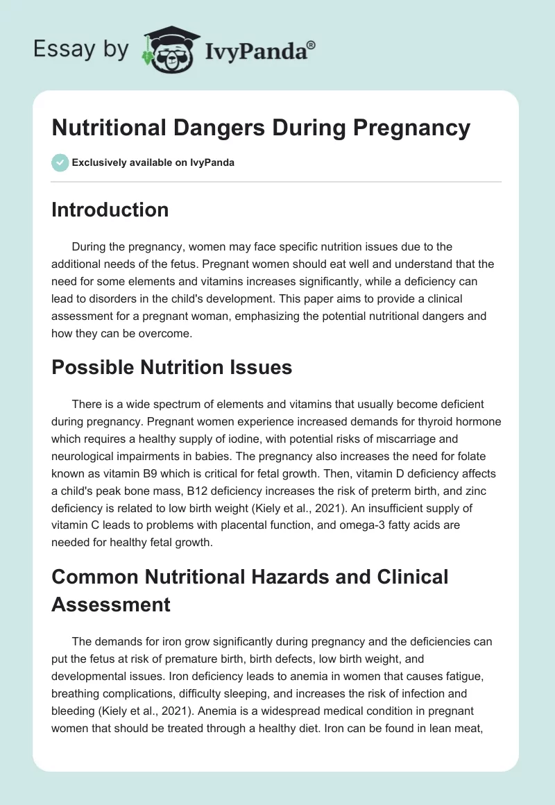 Nutritional Dangers During Pregnancy. Page 1