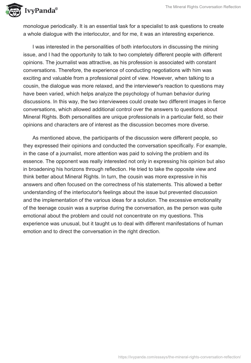 The Mineral Rights Conversation Reflection. Page 2