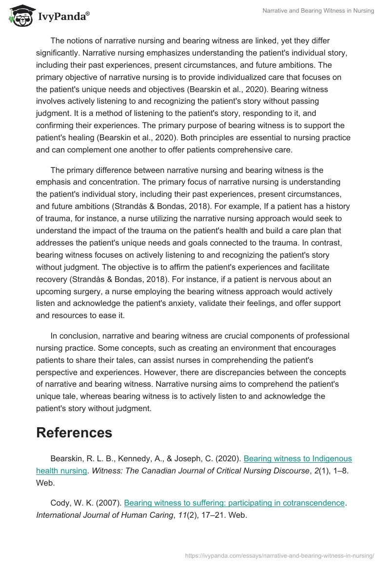 Narrative and Bearing Witness in Nursing. Page 2