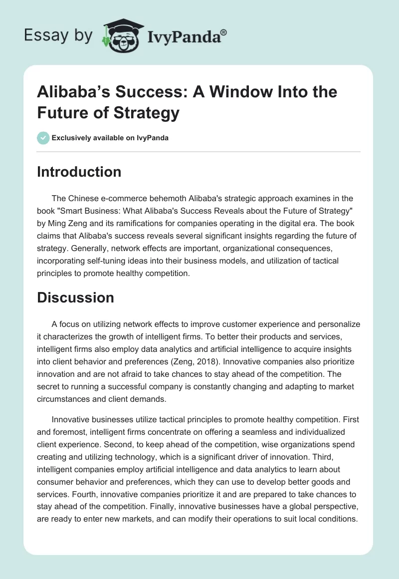 Alibaba’s Success: A Window Into the Future of Strategy. Page 1