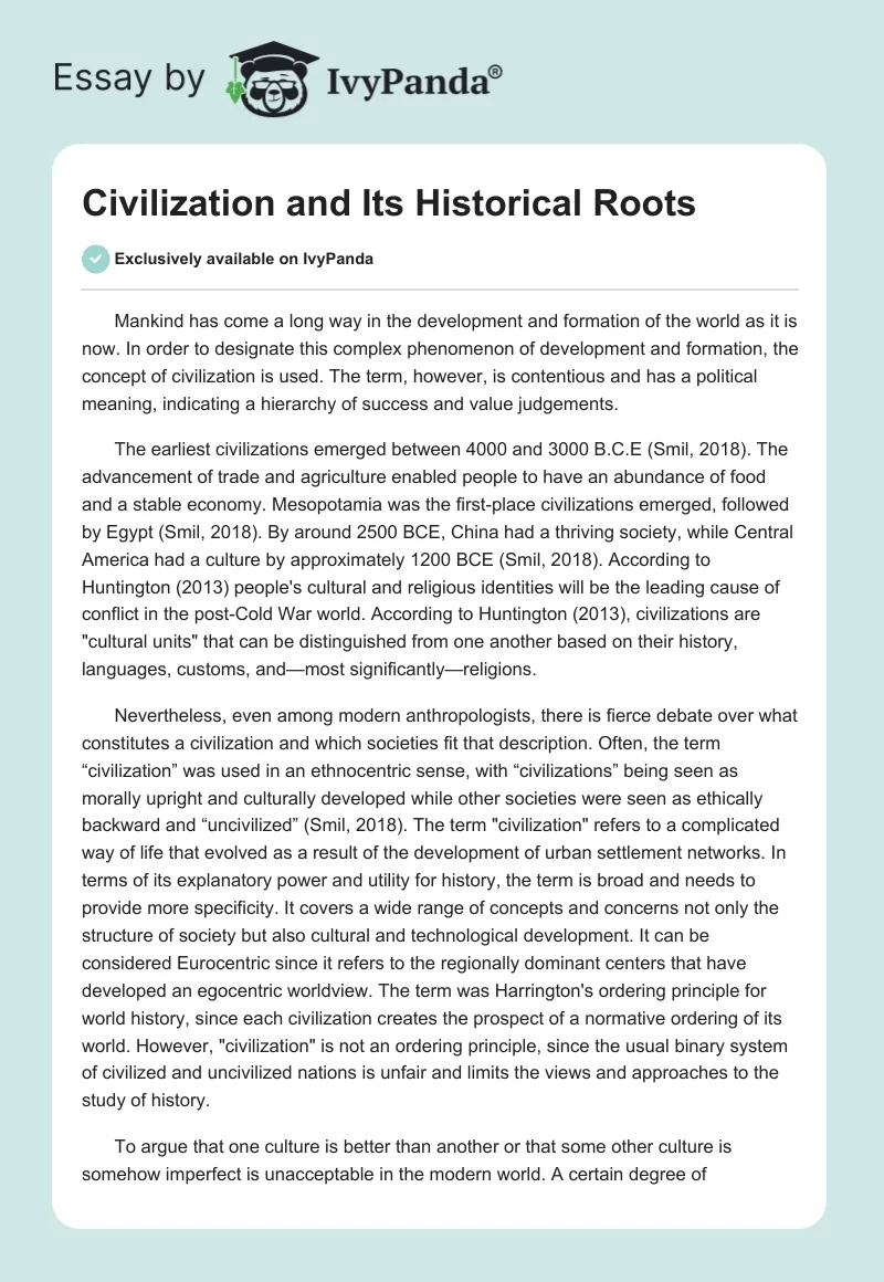 Civilization and Its Historical Roots. Page 1