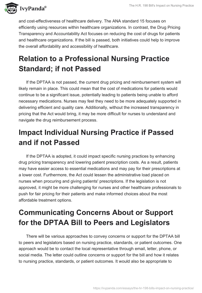 The H.R. 198 Bill's Impact on Nursing Practice. Page 2