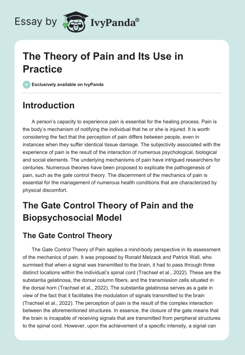 The Theory of Pain and Its Use in Practice. Page 1