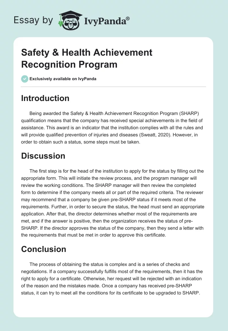 Safety & Health Achievement Recognition Program. Page 1