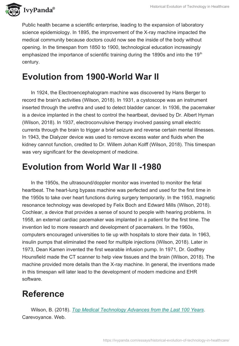 Historical Evolution of Technology in Healthcare. Page 2