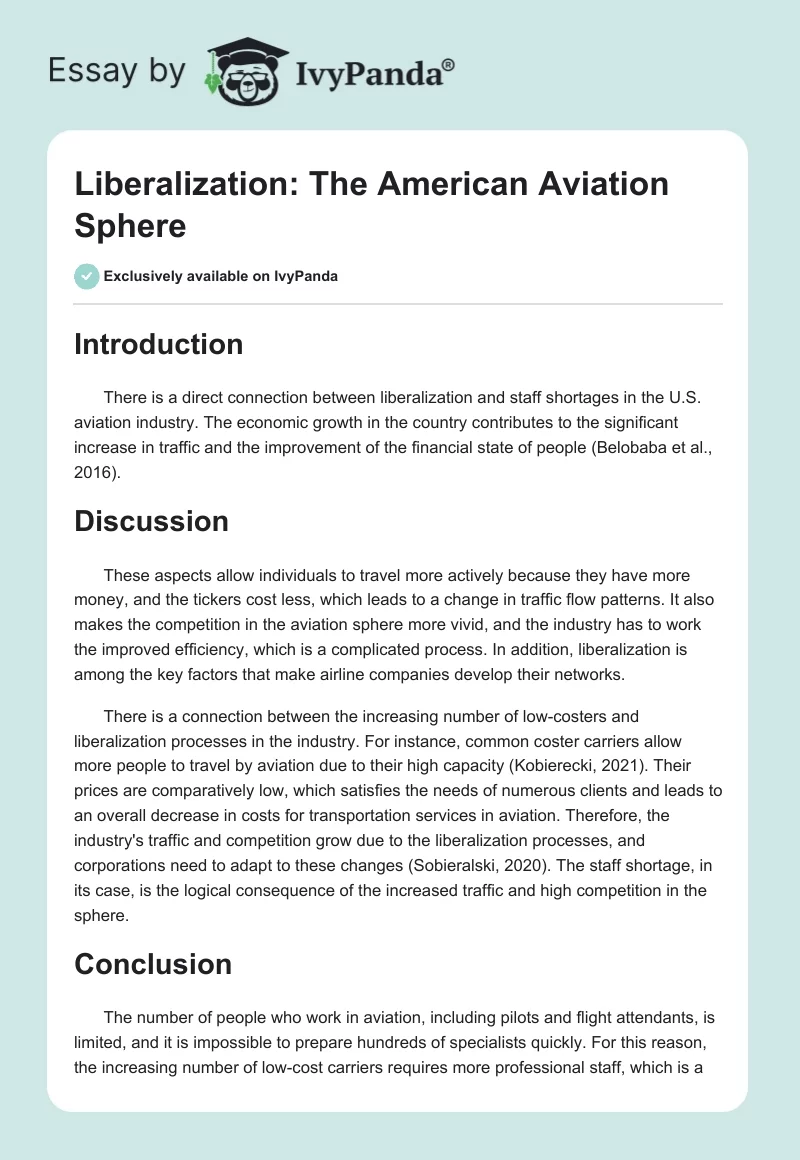 Liberalization: The American Aviation Sphere. Page 1