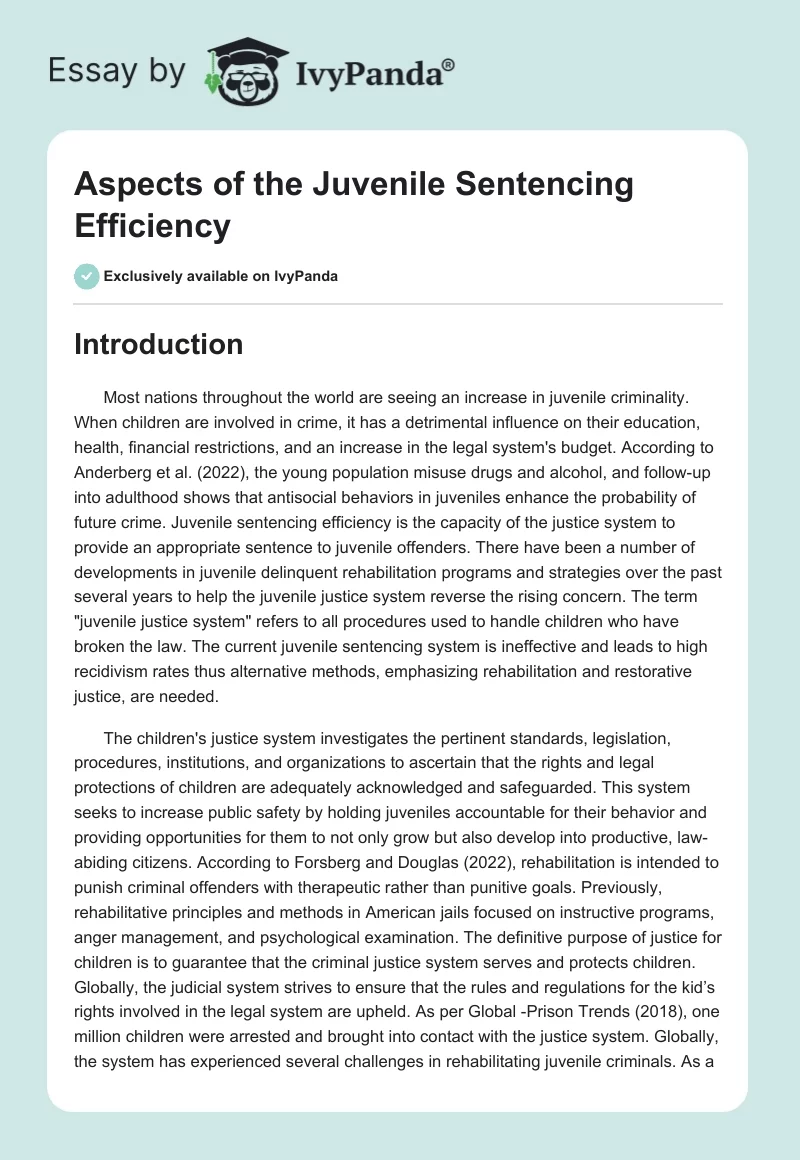 Aspects of the Juvenile Sentencing Efficiency. Page 1