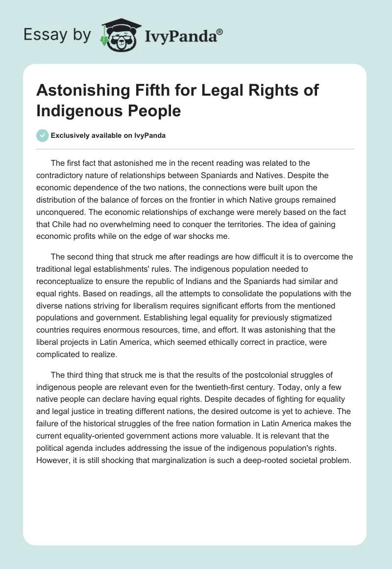 Astonishing Fifth for Legal Rights of Indigenous People. Page 1