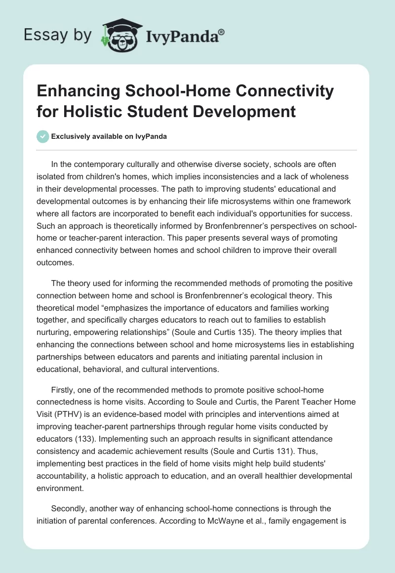Enhancing School-Home Connectivity for Holistic Student Development. Page 1