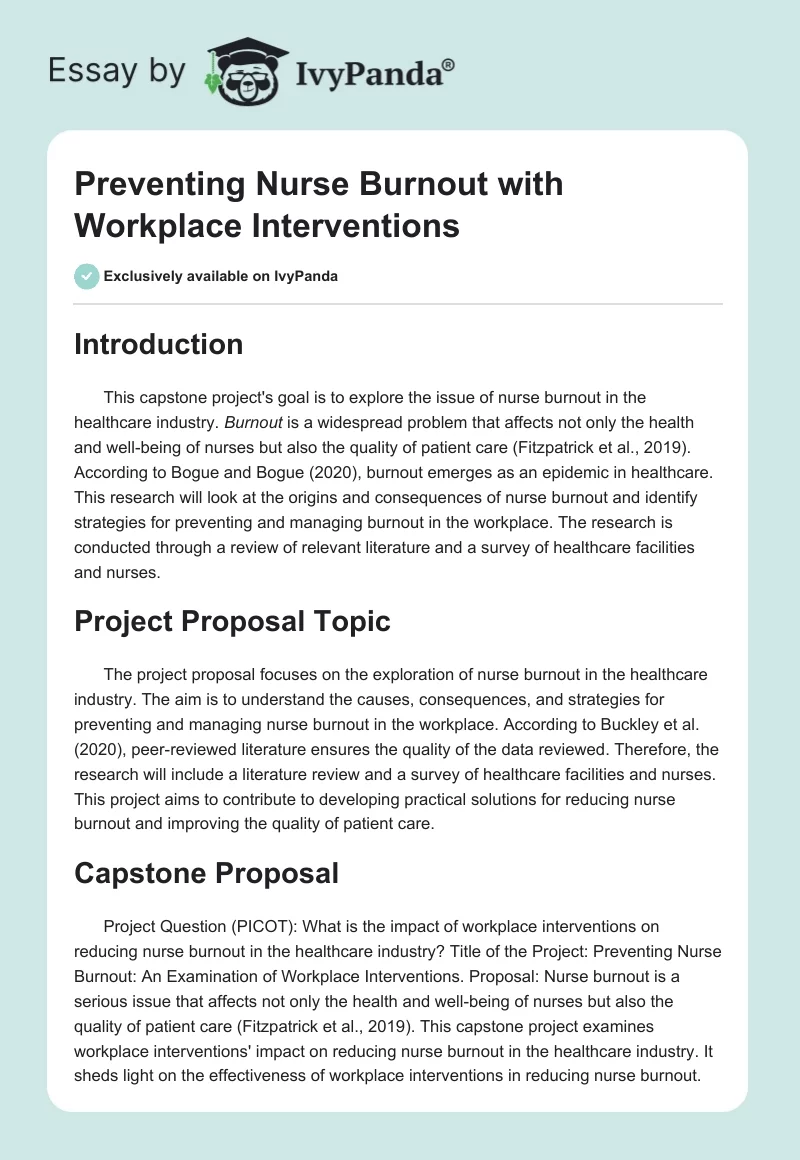 Preventing Nurse Burnout With Workplace Interventions. Page 1