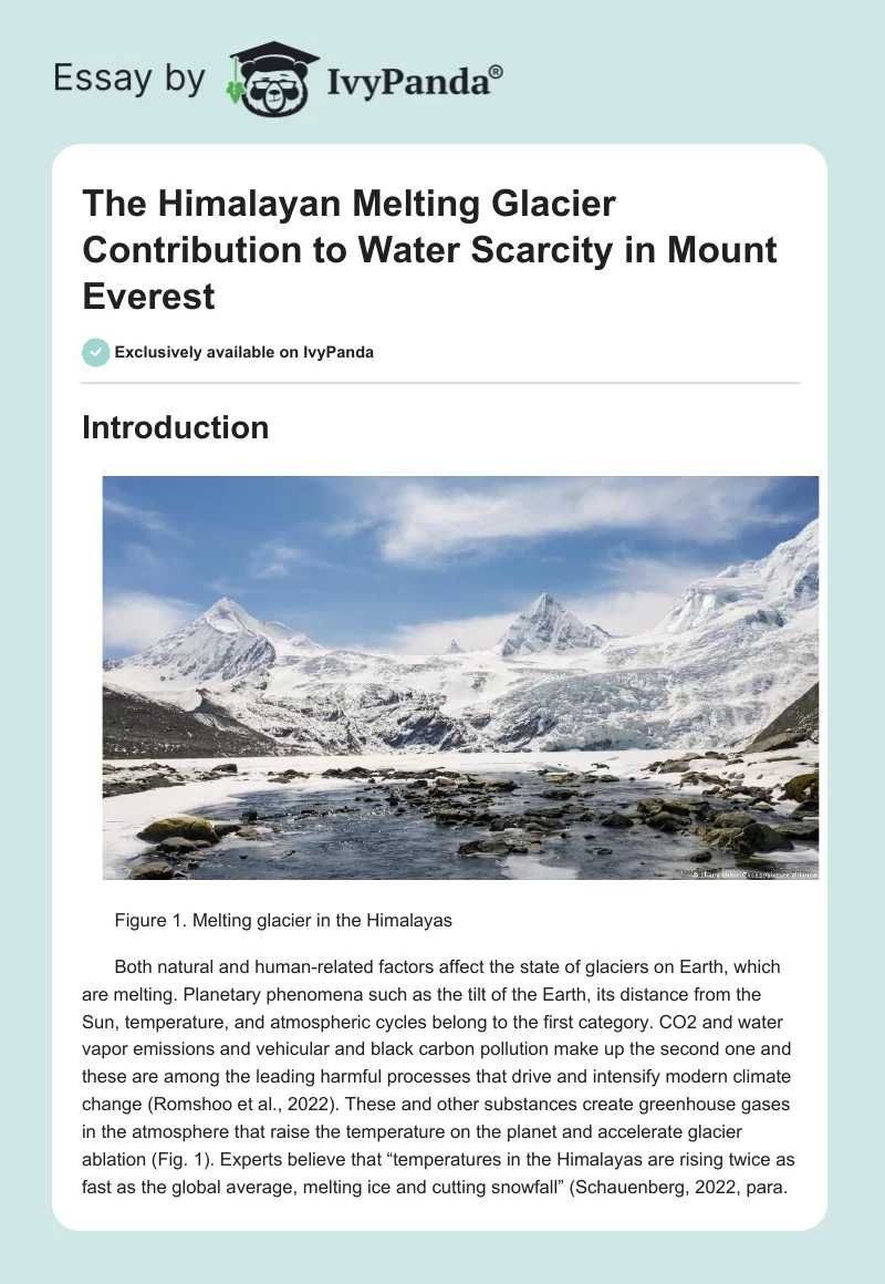 The Himalayan Melting Glacier Contribution to Water Scarcity in Mount Everest. Page 1