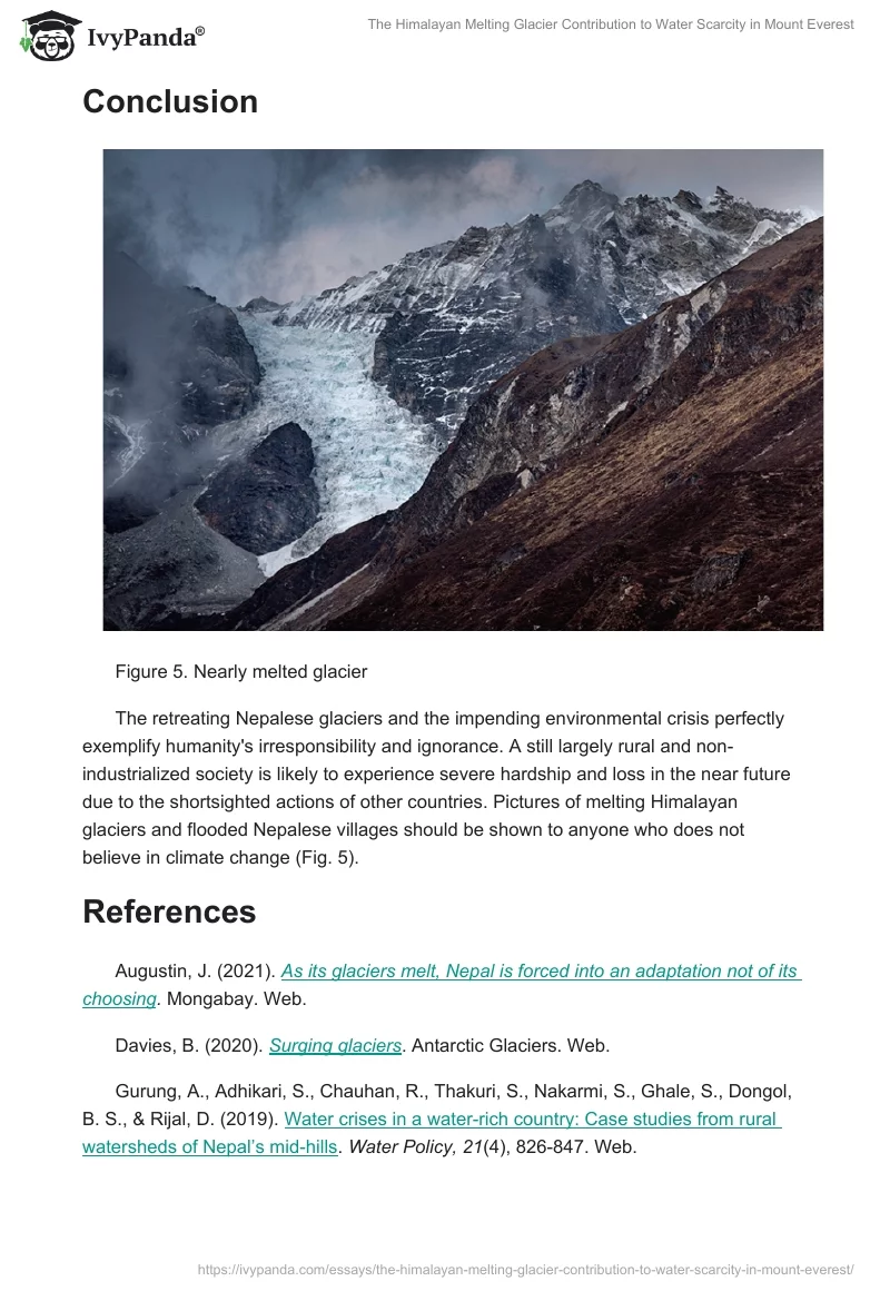 The Himalayan Melting Glacier Contribution to Water Scarcity in Mount Everest. Page 5