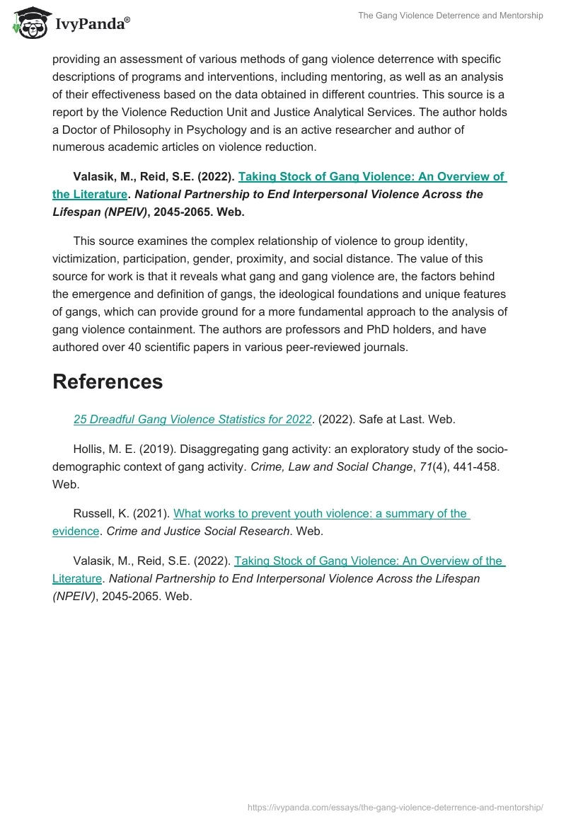 Gang Violence Causational Factors and Deterrence. Page 2