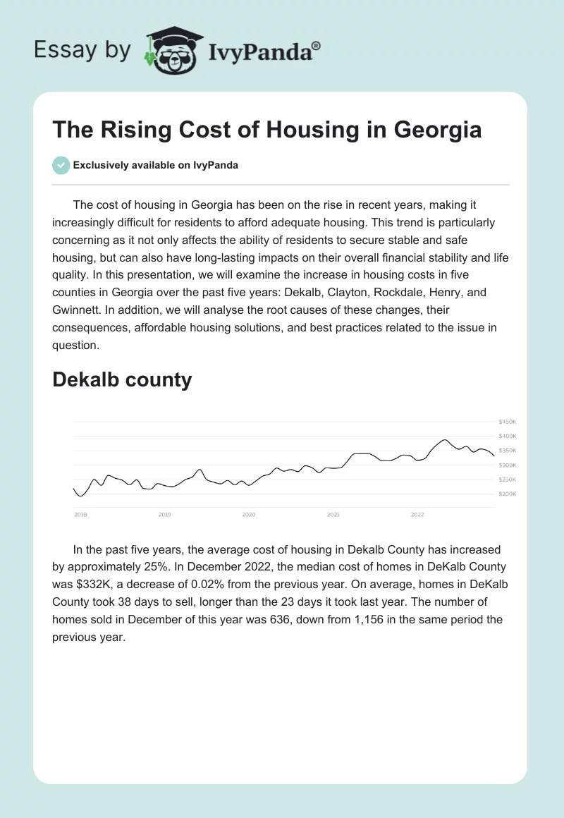 The Rising Cost of Housing in Georgia. Page 1