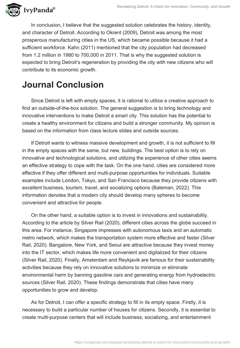 Revitalizing Detroit: A Vision for Innovation, Community, and Growth. Page 2