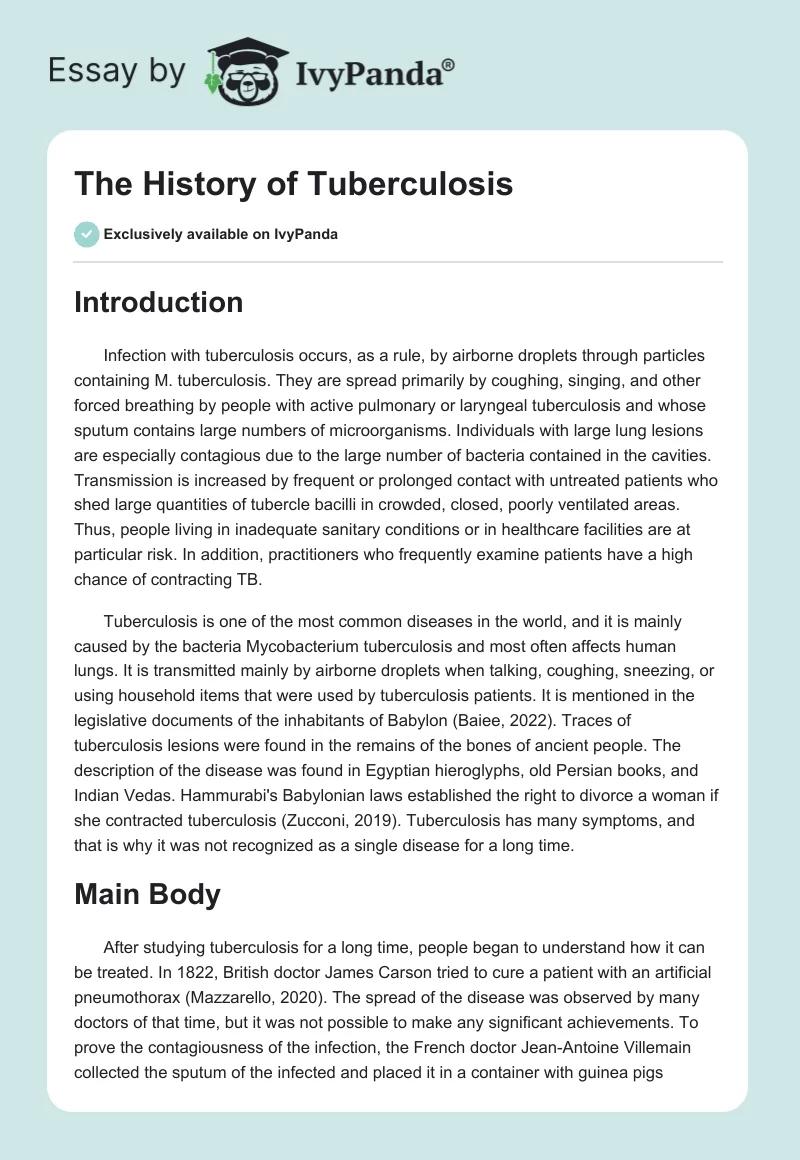 The History of Tuberculosis. Page 1