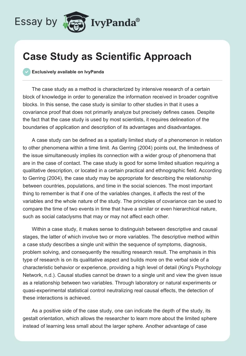 Case Study as Scientific Approach. Page 1