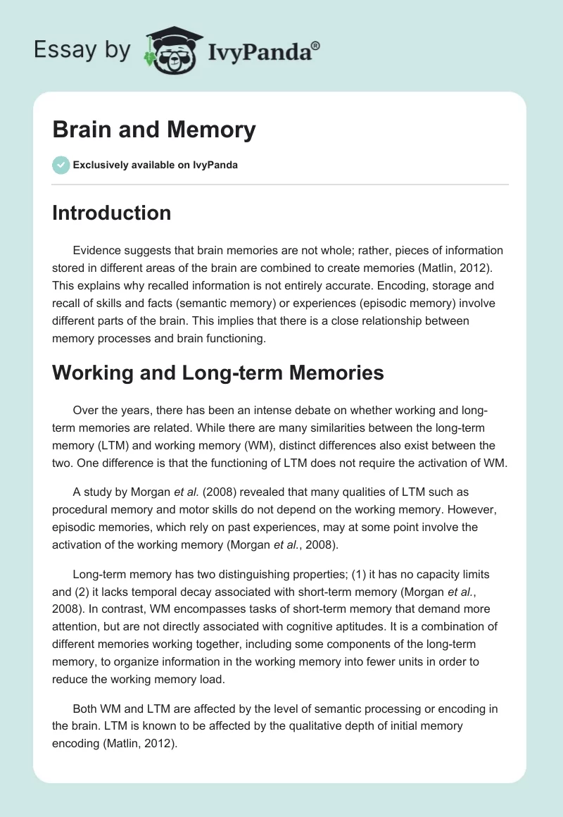 Brain and Memory. Page 1