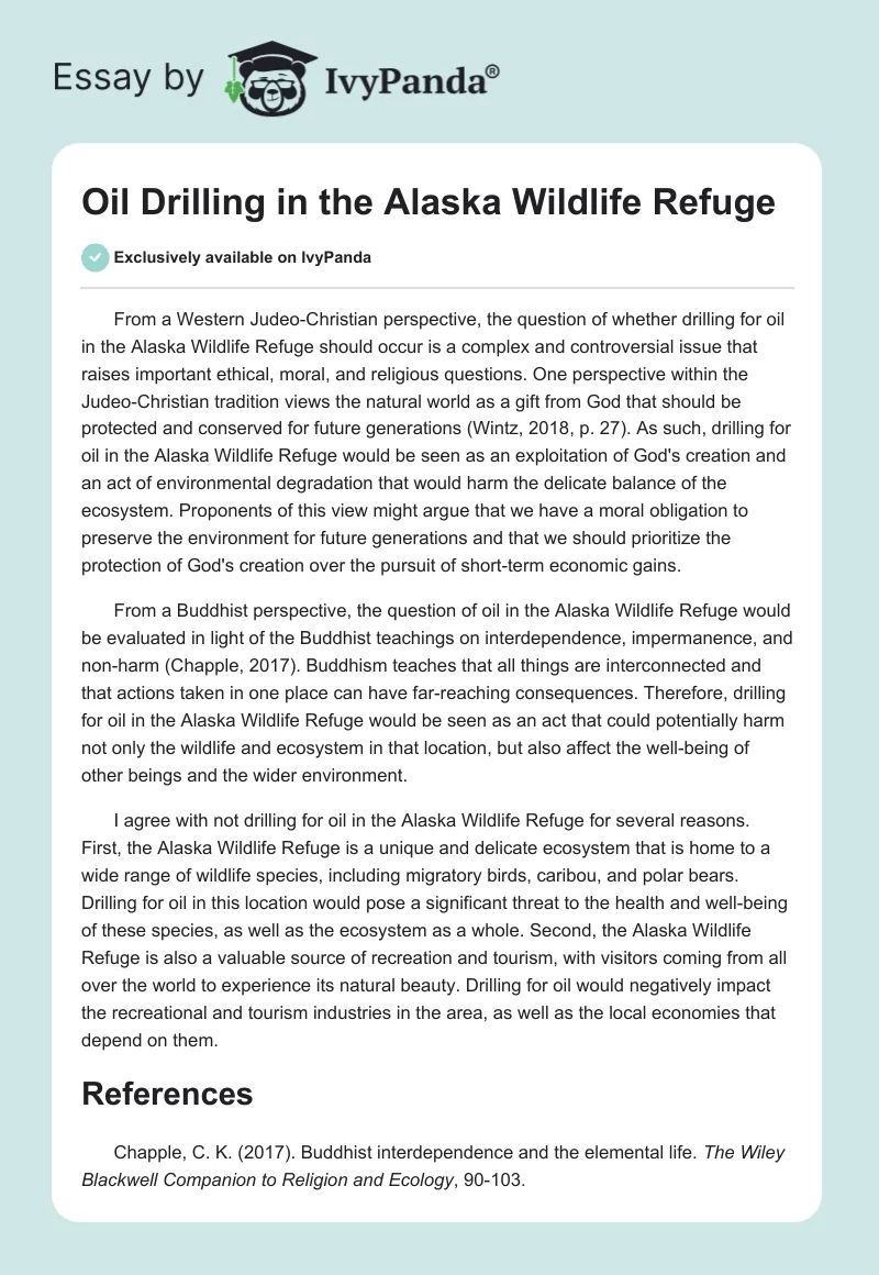 Oil Drilling in the Alaska Wildlife Refuge. Page 1