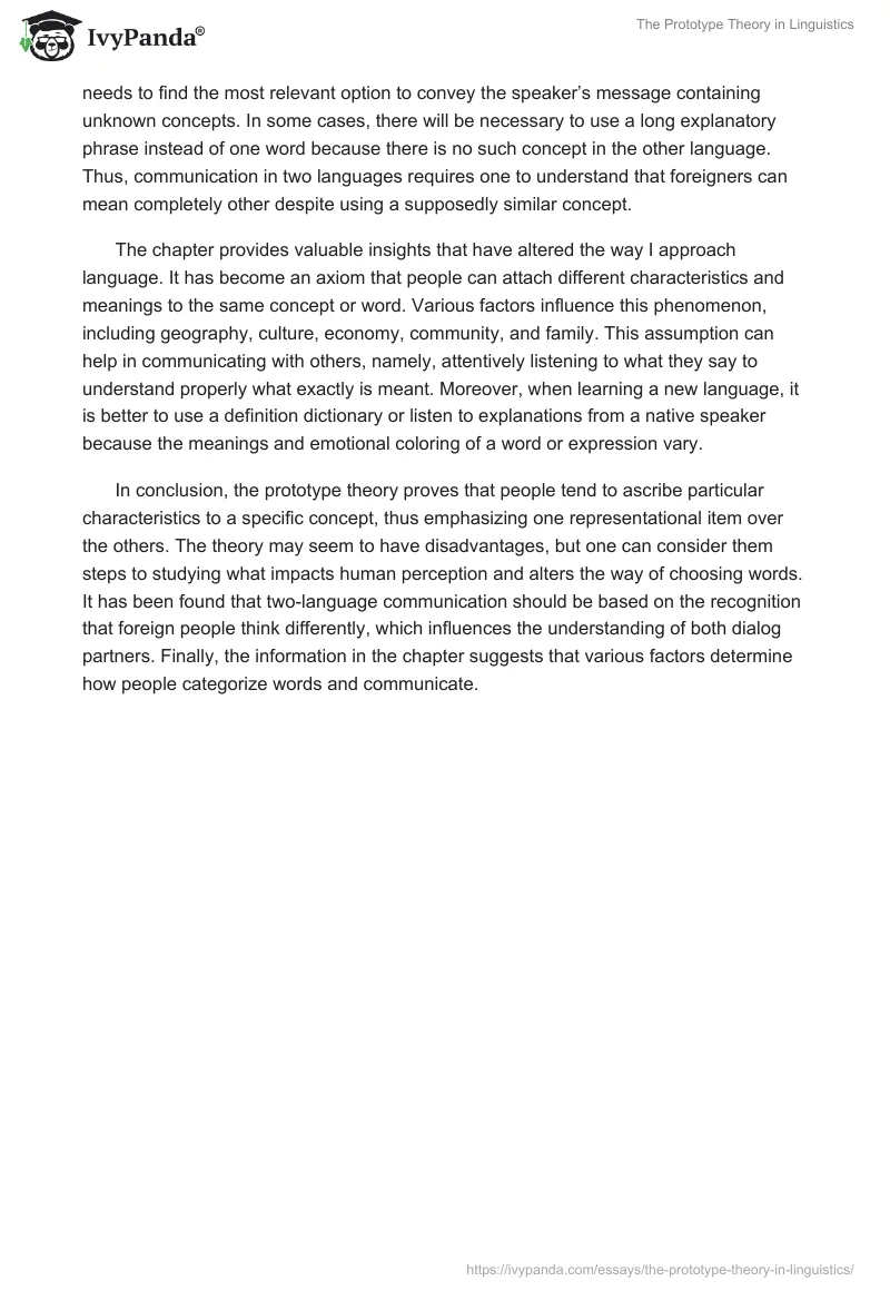 The Prototype Theory in Linguistics. Page 2