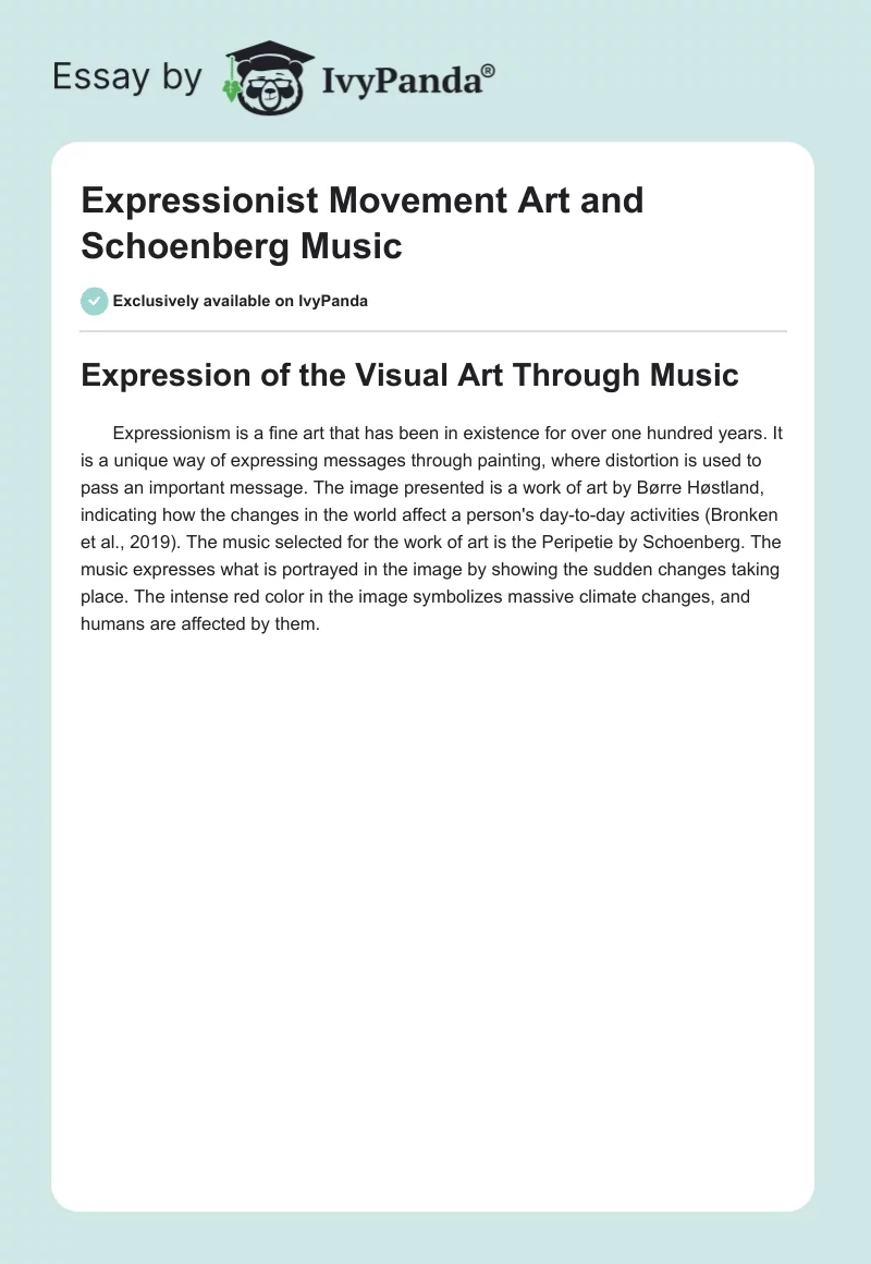 Expressionist Movement Art and Schoenberg Music. Page 1